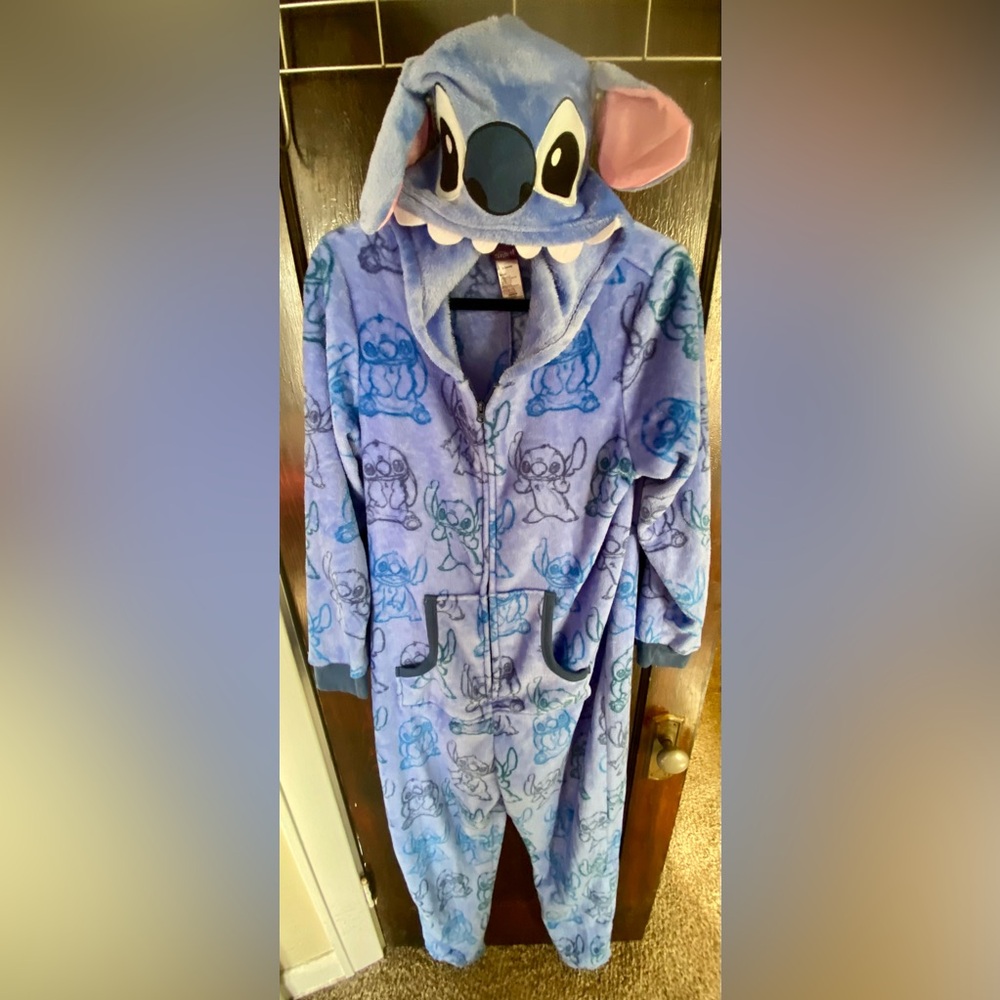 Stitch Hooded Zip-Up Onesie Pajamas